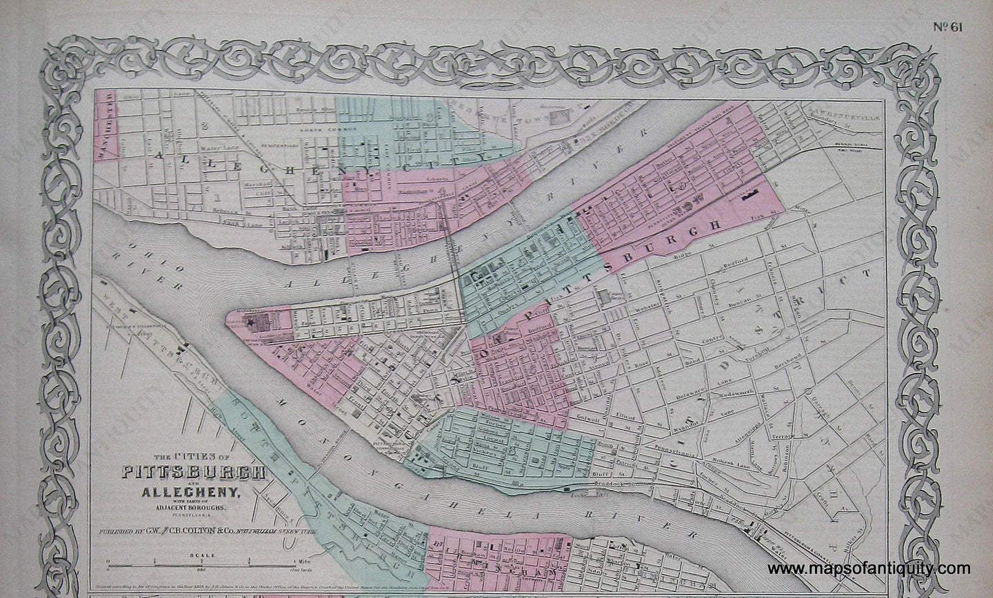 Antique-Hand-Colored-Map-The-Cities-of-Pittsburgh-and-Allegheny-with-parts-of-Adjacent-Boroughs.-Towns-and-Cities-Pittsburgh-1855-Colton-Maps-Of-Antiquity