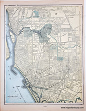Load image into Gallery viewer, Antique 1900 map of Buffalo New York with original printed color in blue, yellow. green.
