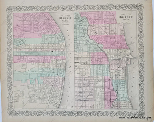 Antique-Hand-Colored-Map-Colton's-St-Louis-and-Chicago-United-States-Midwest-1871-Colton-Maps-Of-Antiquity