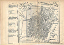 Load image into Gallery viewer, antique map of Modena with detailed street layout and labels. black and white
