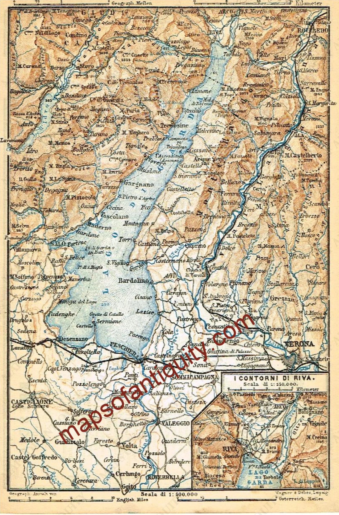 Printed-Color-Antique-Map-Lago-di-Garda-(Lake-Garda)-Europe-Italy-1886-Baedeker-Maps-Of-Antiquity