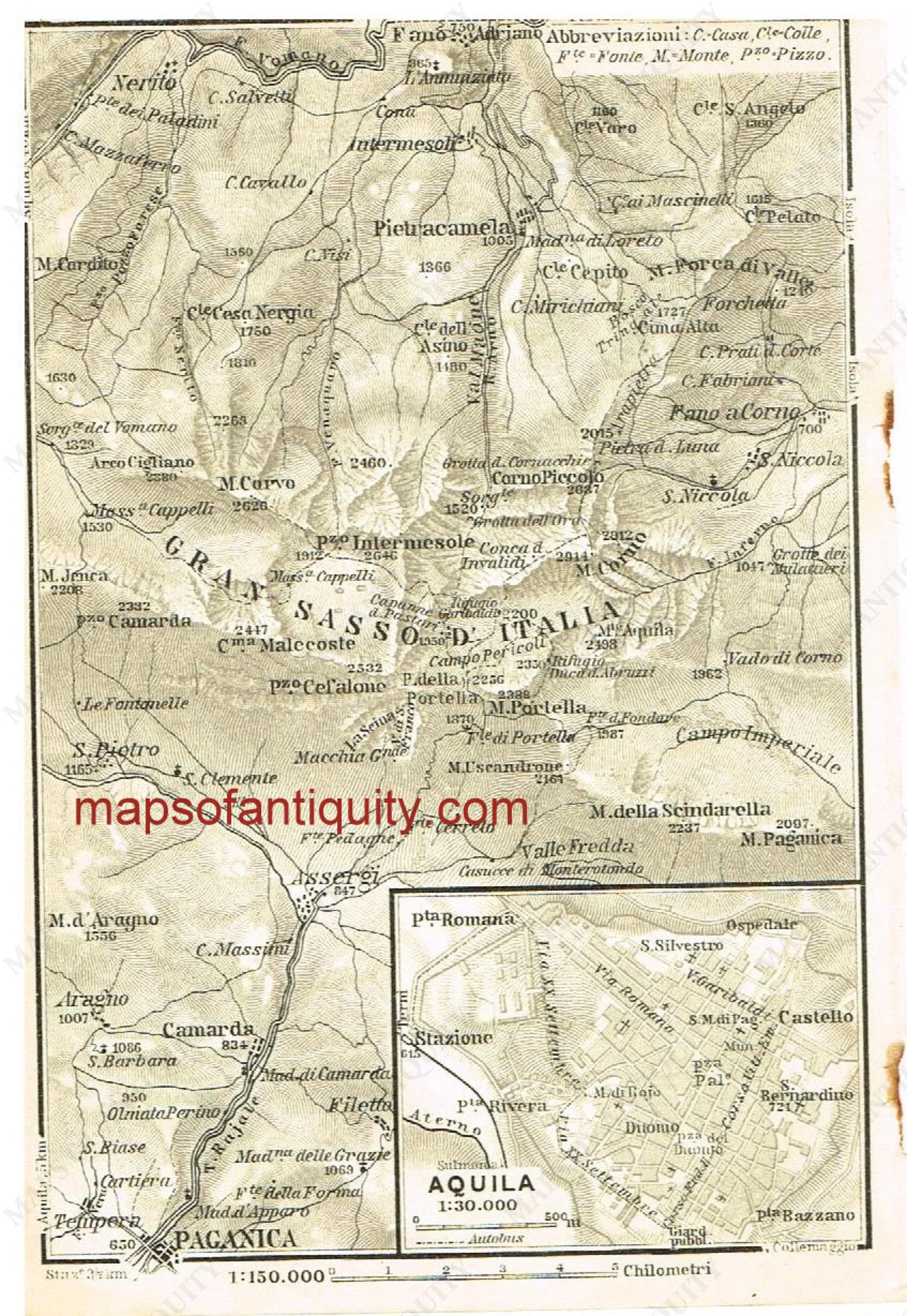 Printed-Black-and-White-Antique-Map-Gran-Sasso-d'Italia-Europe-Italy-1886-Baedeker-Maps-Of-Antiquity