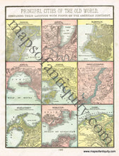 Load image into Gallery viewer, Antique-Printed-Color-Map-Principal-Cities-of-The-Old-World-Comparing-Their-Latitude-with-Points-on-The-American-Continent-verso:-Turkish-Empire-in-Europe-and-Asia-Towns-and-City-Maps-Europe-Turkey-1900-Cram-Maps-Of-Antiquity
