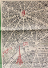 Load image into Gallery viewer, 1950 - View Of The Center Paris Taken From Air Antique Map Genuine Printed-Color
