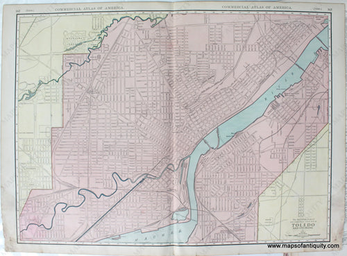 Antique-Map-of-Toledo-and-Environs-Ohio-City-Cities-Town-Towns-Rand-McNally-New-Commercial-Atlas-1912-1910s-1900s-Early-20th-Century-Maps-of-Antiquity