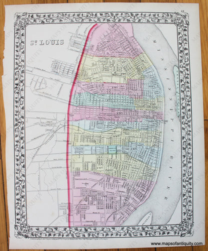 Antique-Map-St.-Louis-Missouri-City-Mitchell-1874-1870s-1800s-Mid-Late-19th-Century-Maps-of-Antiquity