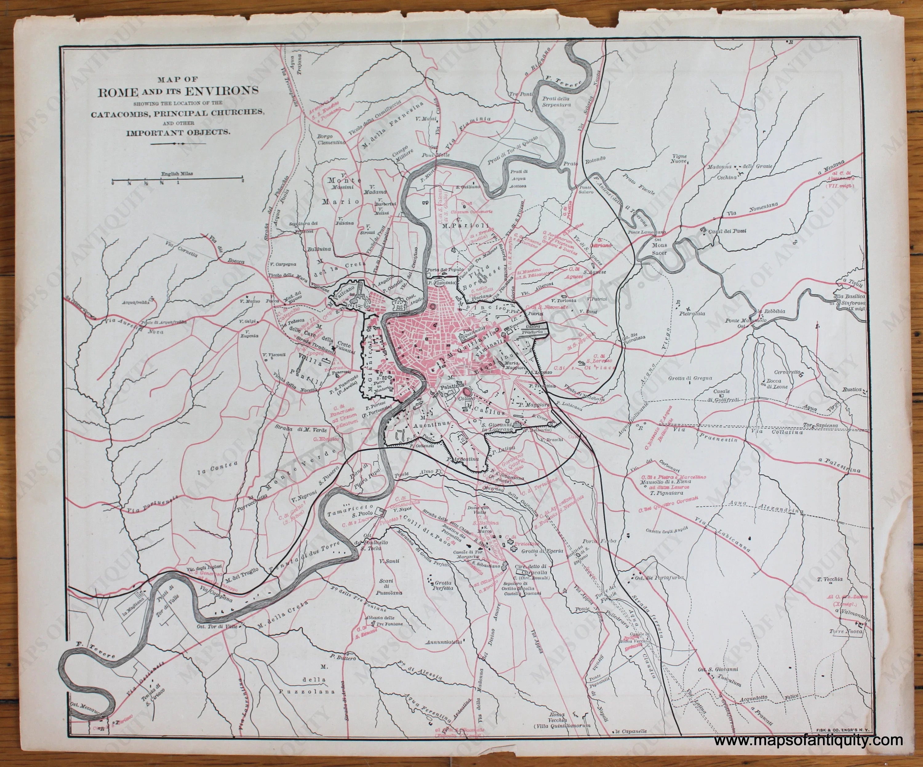 1892 - Map of Rome and its Environs - Antique Map – Maps of Antiquity