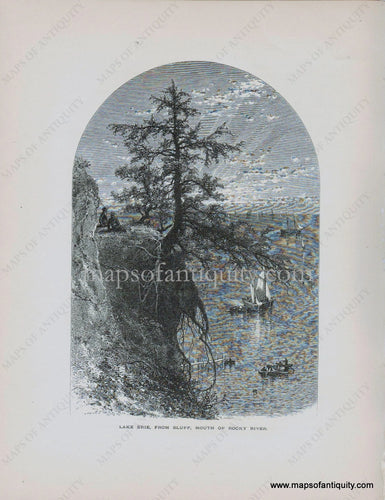 Antique-Print-Prints-Lake-Erie-from-bluff-Mouth-of-Rocky-River-Ohio-1872-Picturesque-America-1800s-19th-century-maps-of-Antiquity