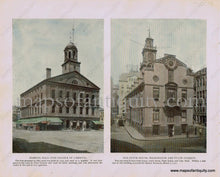 Load image into Gallery viewer, Antique-Print-Faneuil-Hall-(The-Cradle-of-Liberty)-Old-State-House-Washington-and-State-Streets;-verso:-South-Station-1904-unknown-Boston-1900s-20th-century-Maps-of-Antiquity
