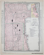 Load image into Gallery viewer, 1895 - Map of the Central Portion of Chicago, verso Illinois - Antique Map

