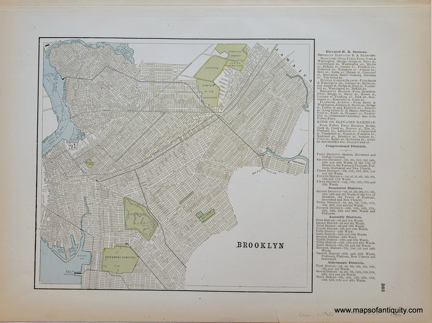 Genuine-Antique-Map-Brooklyn-NY-New-York-1900-Cram-Maps-Of-Antiquity