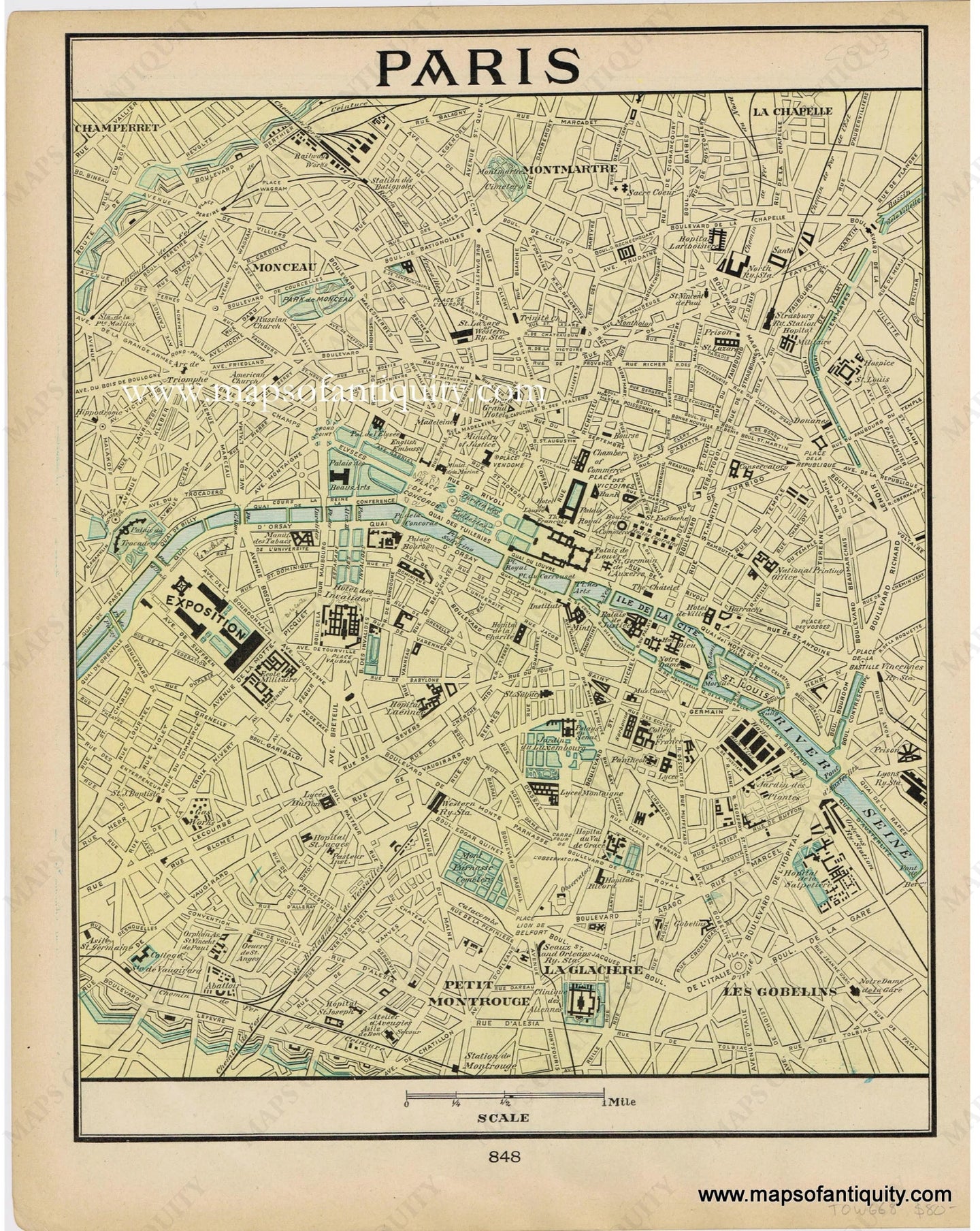 Genuine-Antique-Map-Paris-1903-Cram-Maps-Of-Antiquity