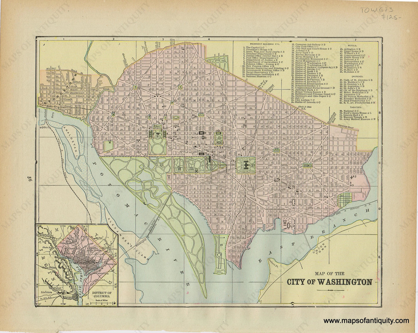 Genuine-Antique-Printed-Color-Map-Map-of-the-City-of-Washington-1893-Gaskell-Maps-Of-Antiquity