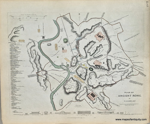 Antique-Map-Plan-of-Ancient-Rome--1850-SDUK-Society-Diffusion-Useful-Knowledge