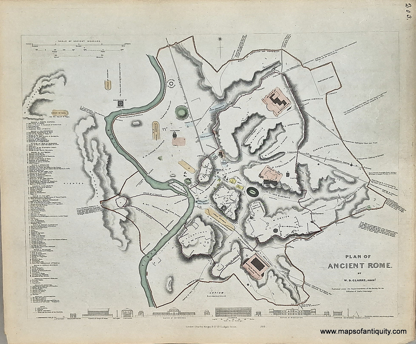 Antique-Map-Plan-of-Ancient-Rome--1850-SDUK-Society-Diffusion-Useful-Knowledge