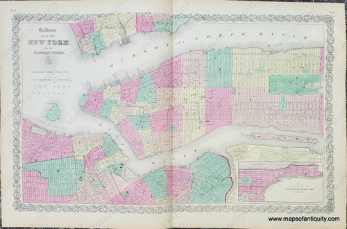 Genuine-Antique-Map-Coltons-Map-of-New-York-and-the-Adjacent-Cities-1859-Colton-Maps-Of-Antiquity