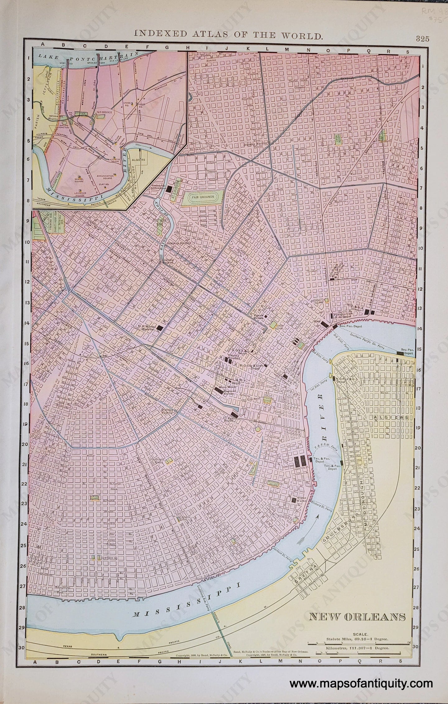 Genuine-Antique-Map-New-Orleans-New-Orleans--1898-Rand-McNally-Maps-Of-Antiquity-1800s-19th-century