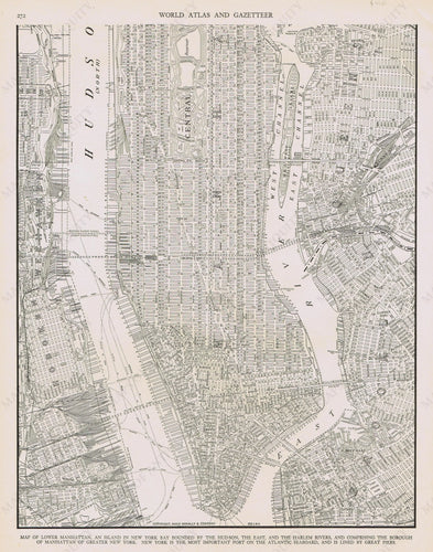 Genuine-Antique-Map-Lower-Manhattan-New-York--1940-Rand-McNally-Maps-Of-Antiquity