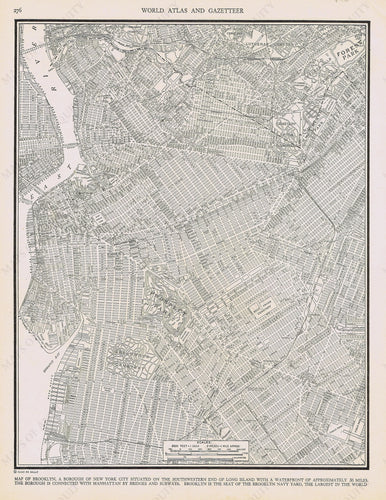 Genuine-Antique-Map-Brooklyn-New-York--1940-Rand-McNally-Maps-Of-Antiquity