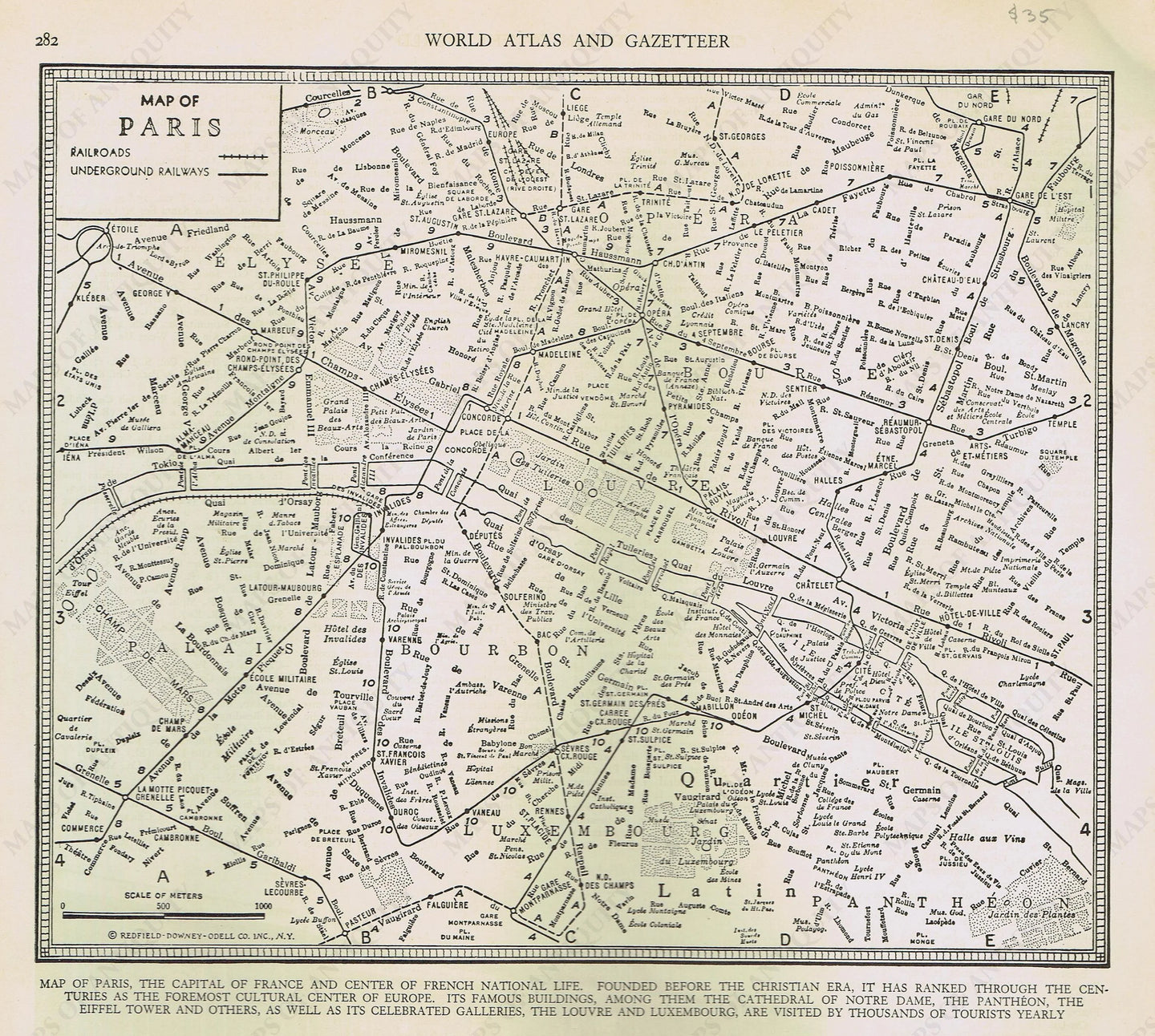 Genuine-Antique-Map-Map-of-Paris--1940-Rand-McNally-Maps-Of-Antiquity