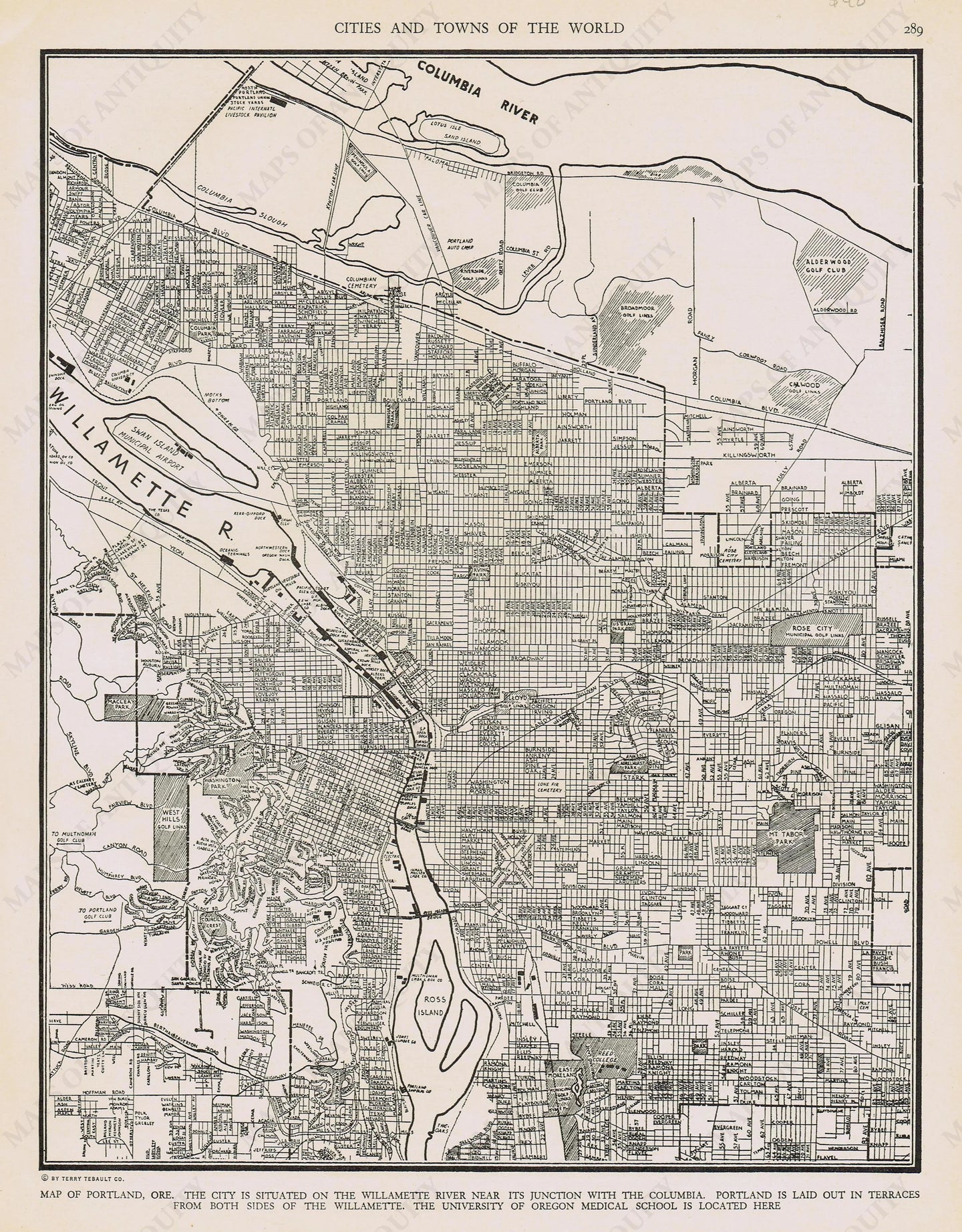 Genuine-Antique-Map-Map-of-Portland-Oregon--1940-Rand-McNally-Maps-Of-Antiquity