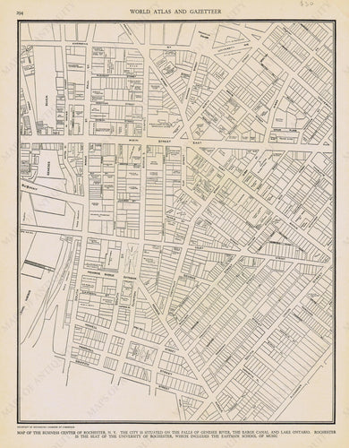 Genuine-Antique-Map-Rochester-Business-Center-New-York--1940-Rand-McNally-Maps-Of-Antiquity