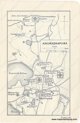 Genuine-Antique-Map-Anuradhapura-Sri-Lanka--Indian-Subcontinent--1910-Murray-Maps-Of-Antiquity-1800s-19th-century