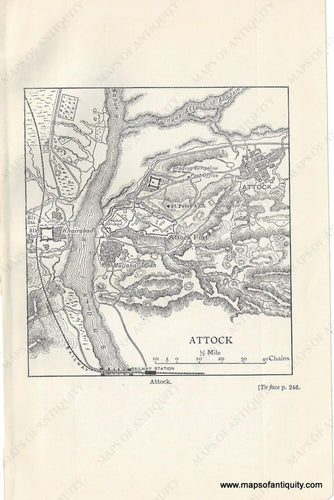 Genuine-Antique-Map-Attock-Pakistan--Indian-Subcontinent--1910-Murray-Maps-Of-Antiquity-1800s-19th-century