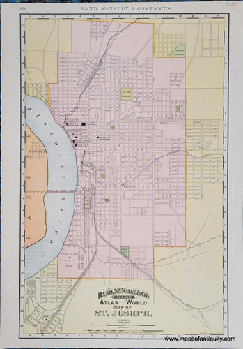 Genuine-Antique-Map-Rand-McNally-Co-s-Indexed-Atlas-of-the-World---Map-of-St-Joseph-1892-Rand-McNally-Maps-Of-Antiquity