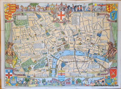 Genuine-Vintage-Map-Childrens-Map-of-London-1950-circa-Bartholomew-Maps-Of-Antiquity