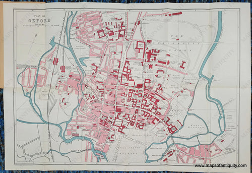 Genuine-Antique-Map-Plan-of-Oxford-England--1930s-John-Bartholomew-Son-ltd-Maps-Of-Antiquity