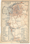 Genuine-Antique-Map-Livorno-Italy--1895-Baedeker-Maps-Of-Antiquity
