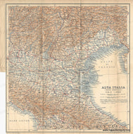 Genuine-Antique-Map-Alta-Italia-Parte-Orientale--1895-Baedeker-Maps-Of-Antiquity