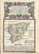 c. 1767 - Merionethshire / The Road from London to Montgomery beginning at 4 Shire Stones and extending to Worcester in Worcestershire - Genuine Antique Map