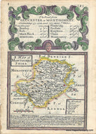 c. 1767 - A Map of Montgomeryshire / The Road from Glocester to Montgomery beginning at Gloucester and extending to Hereford in Herefordshire - Genuine Antique Map