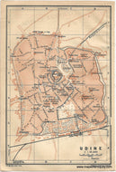 Genuine-Antique-Map-Udine-Italy--1906-Baedeker-Maps-Of-Antiquity