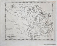 An antique black and white map of North Western Territory (Northwest Territory), featuring topographic details
