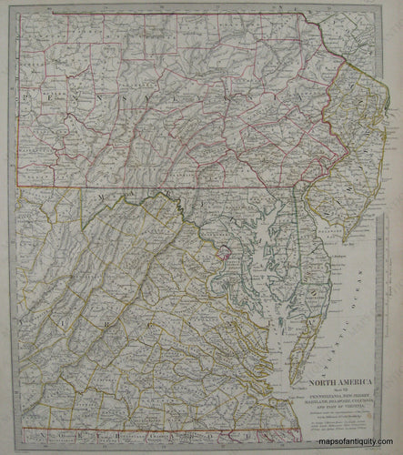 Antique-Hand-Colored-Map-North-America-Sheet-VII-Pennsylvania-New-Jersey-Maryland-Delaware-Columbia-and-part-of-Virginia.--United-States-Mid-Atlantic-1840/1844-SDUK/Society-for-the-Diffusion-of-Useful-Knowledge-Maps-Of-Antiquity