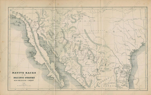 Antique-Map-Native-Races-of-the-Pacific-States-New-Mexican-Group-Bancroft-1883-1880s-1800s-19th-century-Maps-of-Antiquity