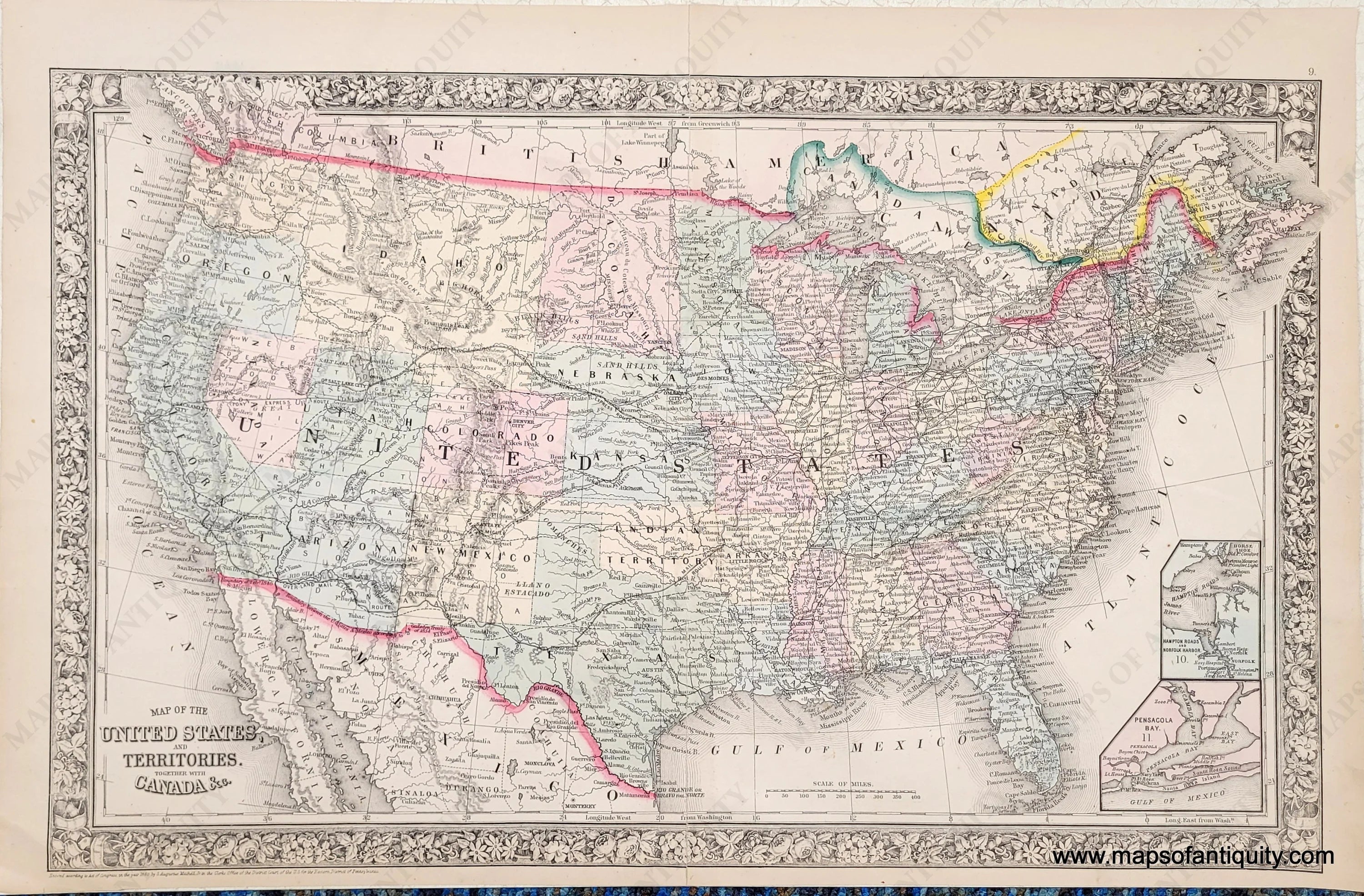 1864 Map of the United States - USA083 Antique Map Of The United States And Territories Together With Canada Etc United States General 1864 Mitchell Maps Of Antiquity.webp