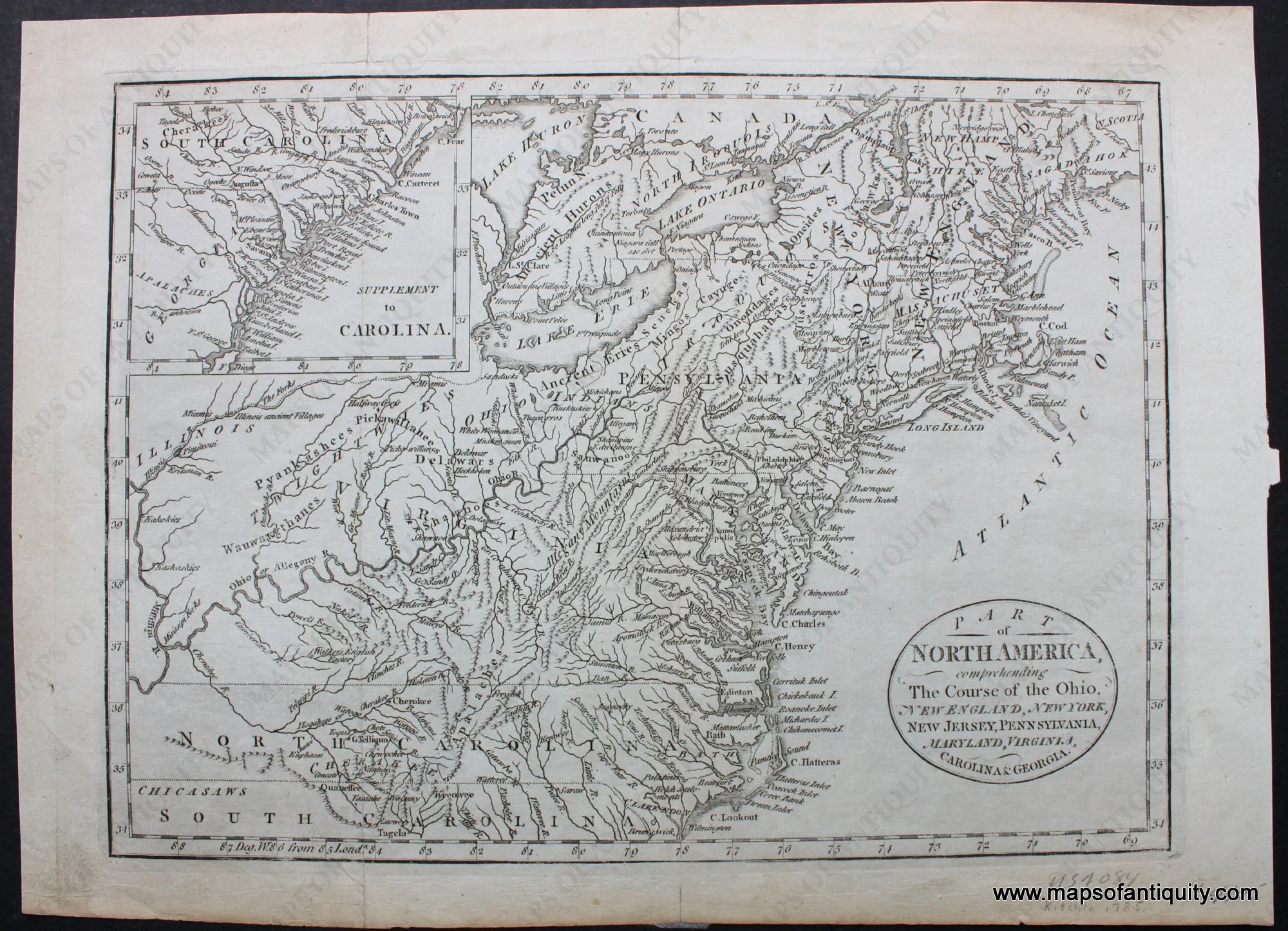 1785 - Part of North America, comprehending The Course of the Ohio, Ne ...