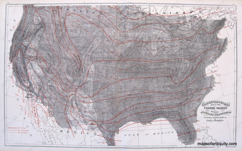 Antique-Hand-Colored-Map-Climatological-Map-of-the-United-States-showing-Average-Temperature-Amount-of-Rainfall-&c.-by-Lorin-Blodget-United-States-United-States-General---1881-Gray-Maps-Of-Antiquity