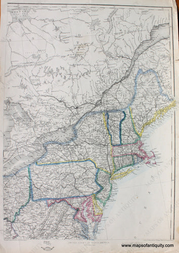 Antique-Hand-Colored-Map-Northern-United-States-North-East-Sheet-United-States-East-1863-Ettling-Maps-Of-Antiquity