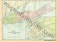 1900 - Map Of Long Island New York And Brooklyn Verso: State Maryland Delaware Antique Genuine