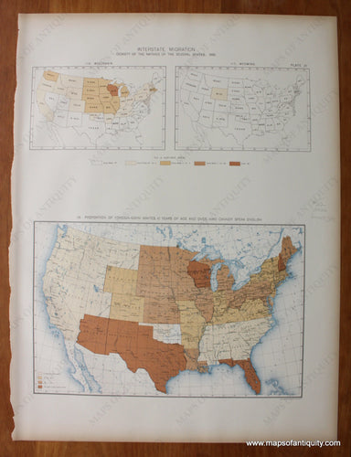 Antique-Printed-Color-Map-Proportion-of-Foreign-Born-Whites-10-Years-of-Age-and-Over-Who-Cannot-Speak-English-United-States-United-States-General-1898-Gannett-Maps-Of-Antiquity