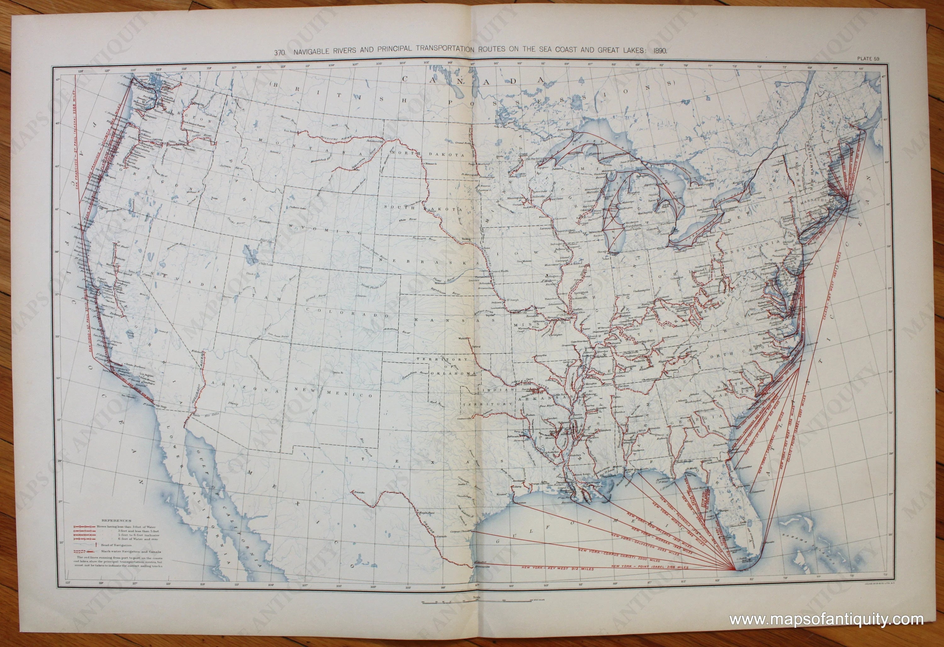 1898 - Navigable Rivers and Principal Transportation Routes on The Sea ...