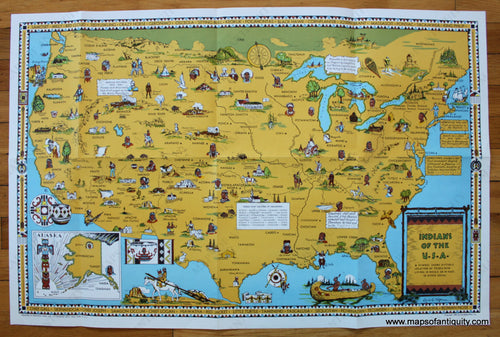 Antique-Printed-Color-Pictorial-Map-Indians-of-the-U.S.A.-United-States-United-States-General-1944/1954-Louise-Jefferson-Maps-Of-Antiquity