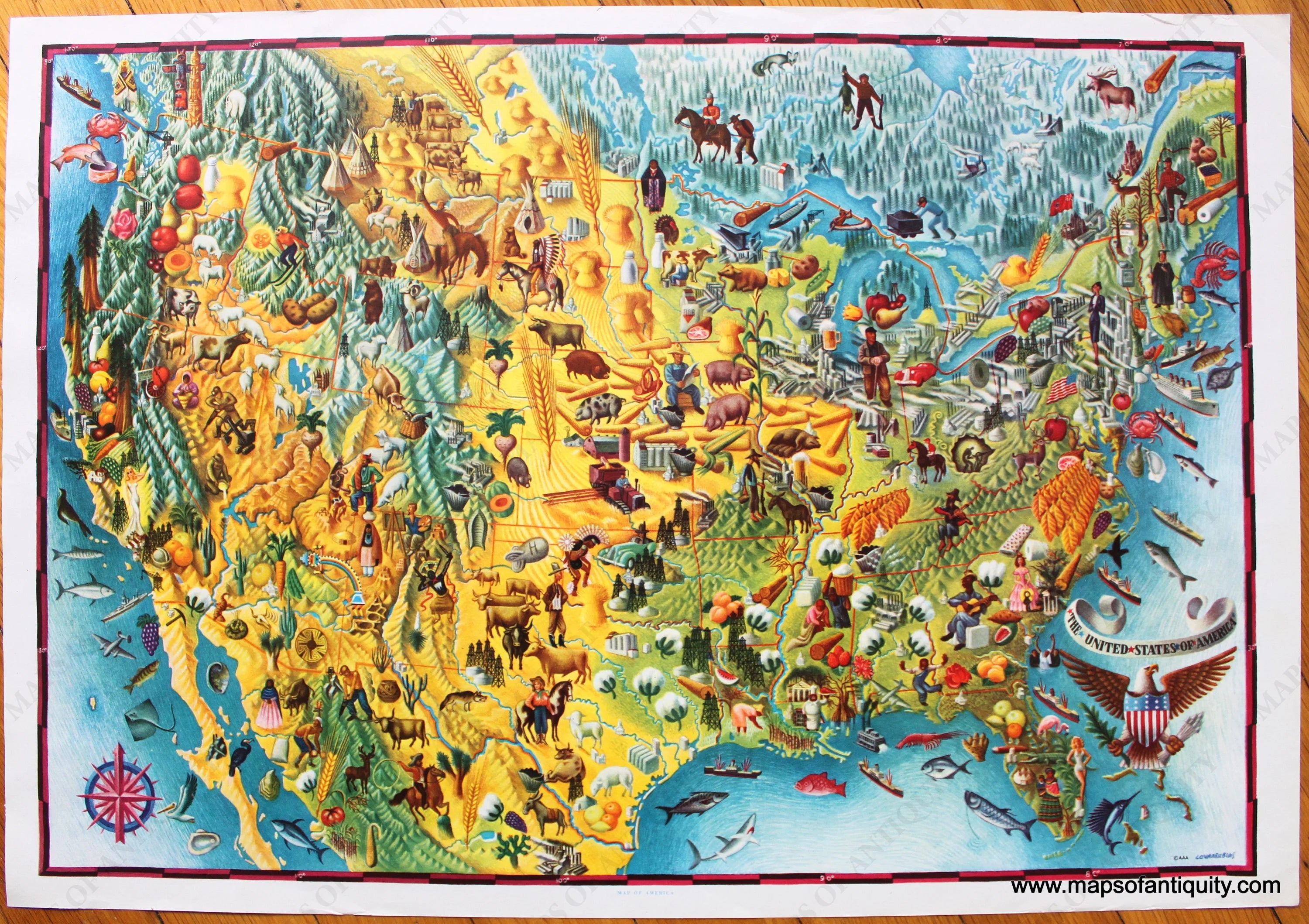 1945 - Map of America - United States of America - Antique Map – Maps ...