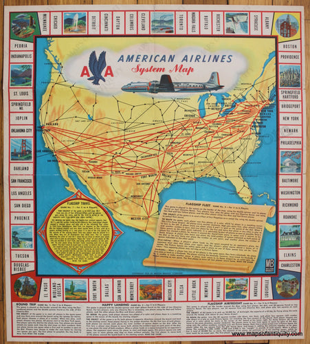 Antique-Printed-Color-Pictorial-Map-American-Airlines-System-Map-c.-1950-American-Airlines-1900s-20th-century-Maps-of-Antiquity-Milton-Bradley-Cheerios