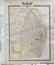 Load image into Gallery viewer, 1876 - Sheet with three maps: New Railroad Map of the United States and Dominion of Canada / St Louis, Missouri / Maps Showing Amount of Products Raised in Proportion to Population and Acres of Improved Land in 1870 - Antique Map
